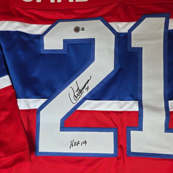 Guy Carbonneau "HOF 19" Signed Montreal Canadiens Custom Jersey Beckett Witness - Picture 10 of 14